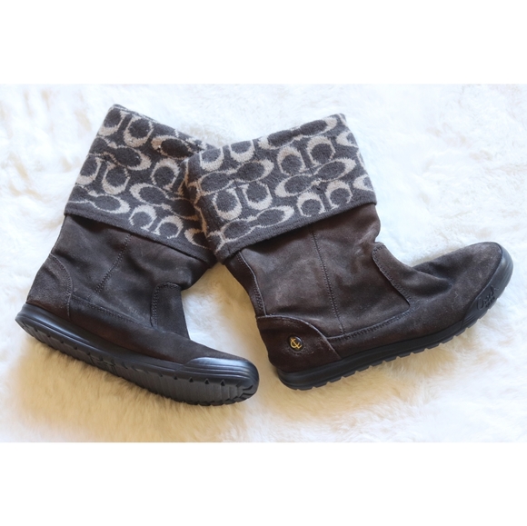 Coach | C signature wool & suede winter boots EUC